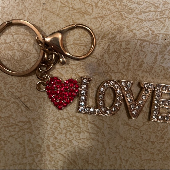 Accessories - Love Keychain with Red Heart and Rhinestones